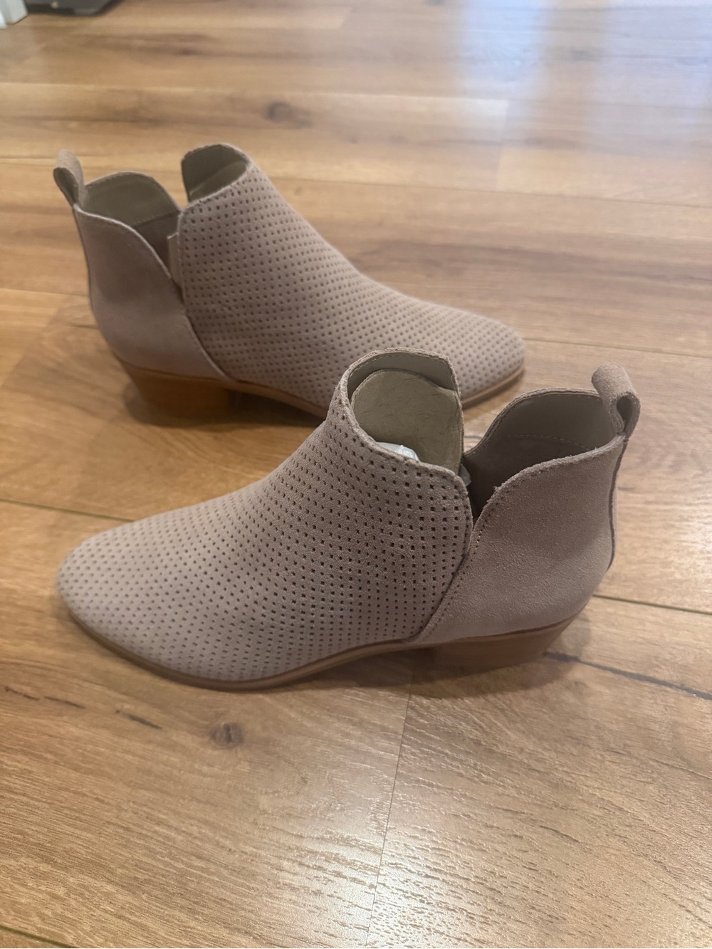 Dolce Vita Perforated Suede Ankle Booties - Taupe